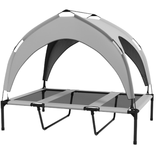 Elevated Dog Bed with Canopy - Breathable Mesh Outdoor Pet Bed for Large Dogs