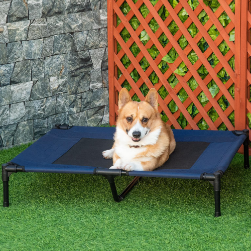 Elevated Cooling Dog Cot Bed 36" x 30" - Breathable Mesh Outdoor Pet Bed