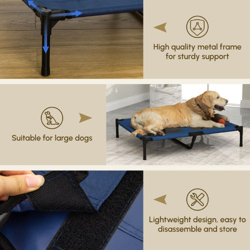 Elevated Cooling Dog Cot Bed 36" x 30" - Breathable Mesh Outdoor Pet Bed