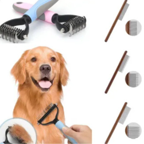 Stainless Steel Double-Sided Pet Grooming Brush for Dogs & Cats -Hair Removal & Dematting Comb