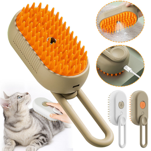 3-in-1 Steam Pet Grooming Brush - USB Rechargeable Cat & Dog Hair Removal Comb
