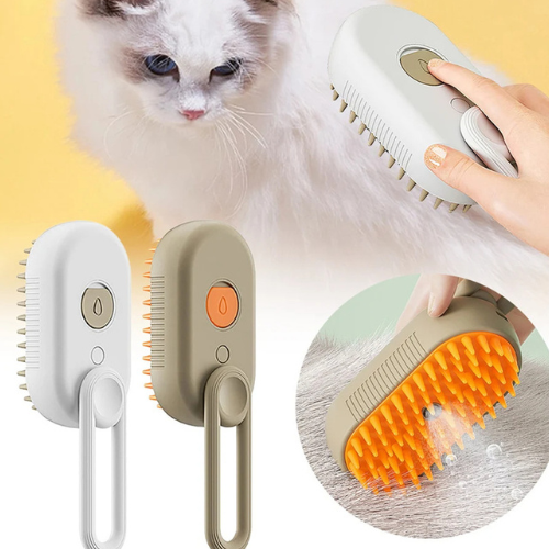 3-in-1 Steam Pet Grooming Brush - USB Rechargeable Cat & Dog Hair Removal Comb