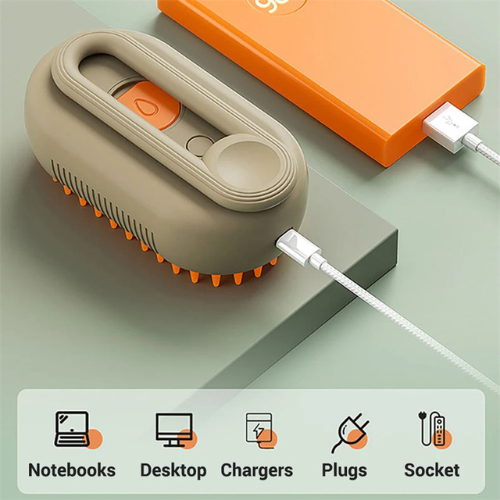 3-in-1 Steam Pet Grooming Brush - USB Rechargeable Cat & Dog Hair Removal Comb