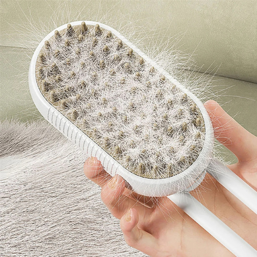 3-in-1 Steam Pet Grooming Brush - USB Rechargeable Cat & Dog Hair Removal Comb