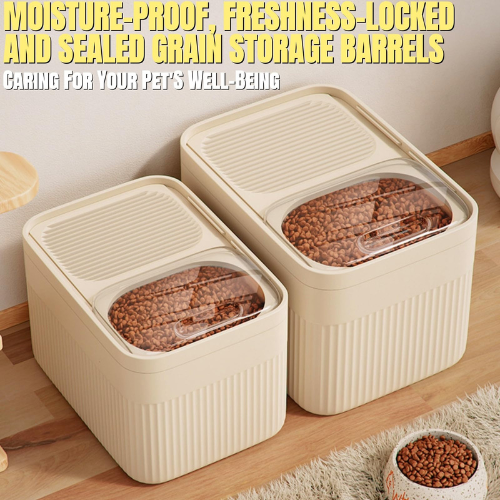 Airtight Pet Food Storage Container with Measuring Cup - Dog & Cat Food Container