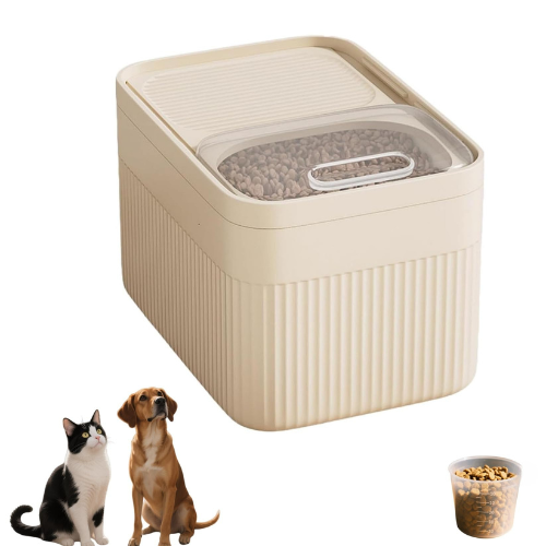 Airtight Pet Food Storage Container with Measuring Cup - Dog & Cat Food Container
