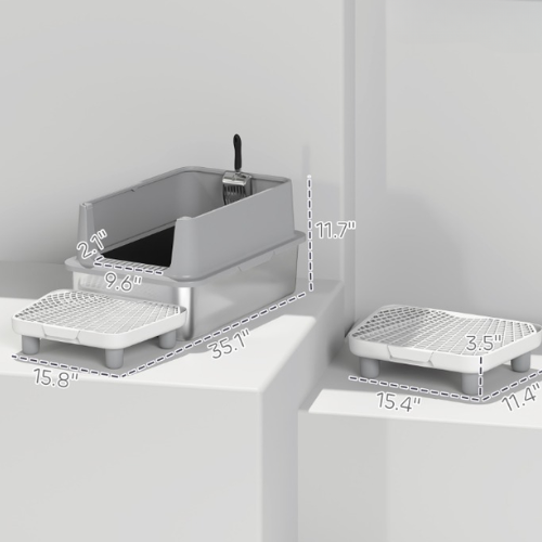 XL Stainless Steel Cat Litter Box with Scoop