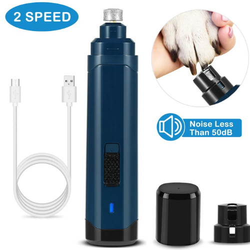 USB Rechargeable Dog Nail Grinder - Quiet 2-Speed Cordless Pet Nail Trimmer for Dogs & Cats